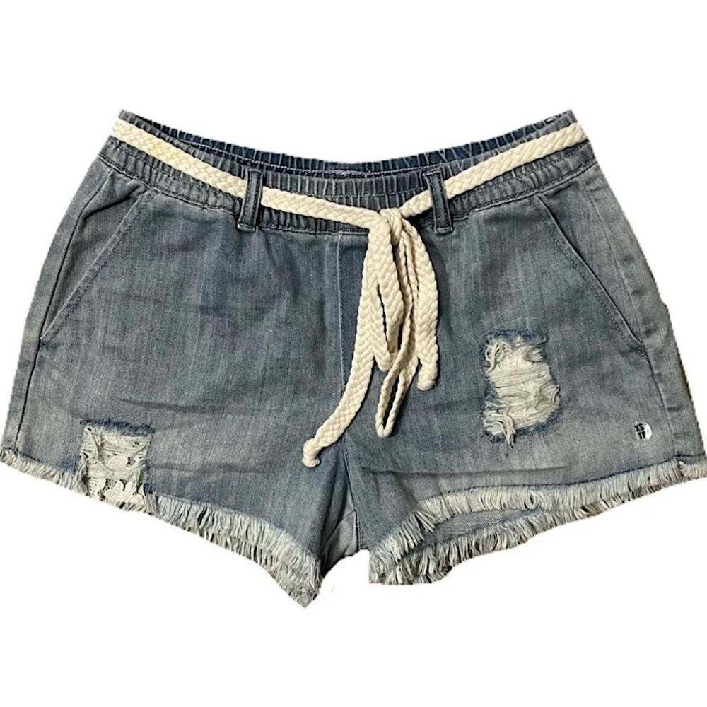 Aerie NWT Denim Distressed Frayed Lace Shorts Size XS